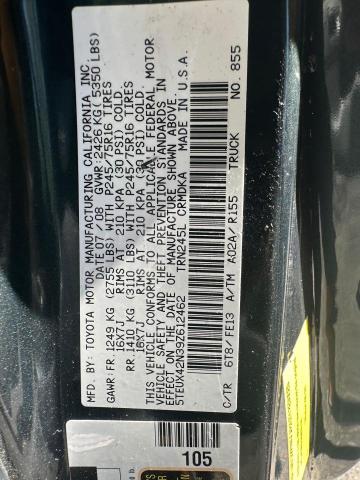 5TEUX42N39Z612462 - 2009 TOYOTA TACOMA ACCESS CAB Графитовый фото 10