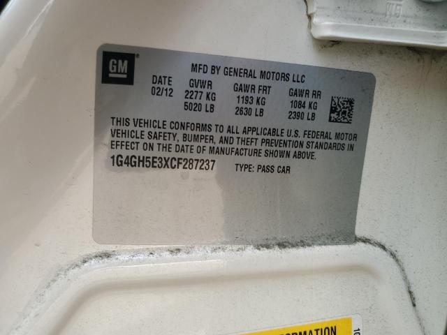 1G4GH5E3XCF287237 - 2012 BUICK LACROSSE PREMIUM Beżowy zdjęcie 12