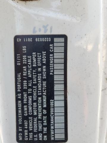 WVWFW7AH4CV001052 - 2012 VOLKSWAGEN EOS LUX Білий фото 13