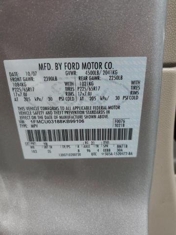 1FMCU03188KB99106 - 2008 FORD ESCAPE XLT SILVER photo 14