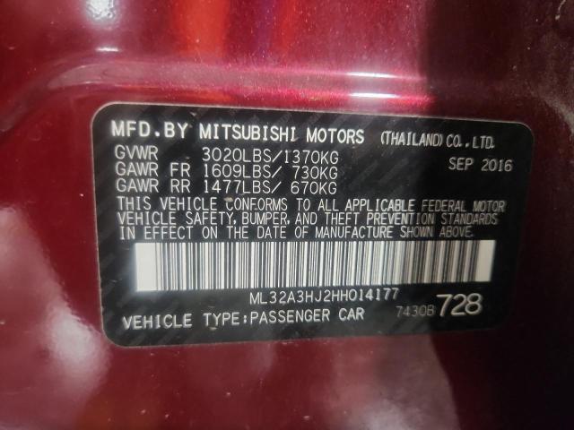 ML32A3HJ2HH014177 - 2017 MITSUBISHI MIRAGE ES 红色 照片 12