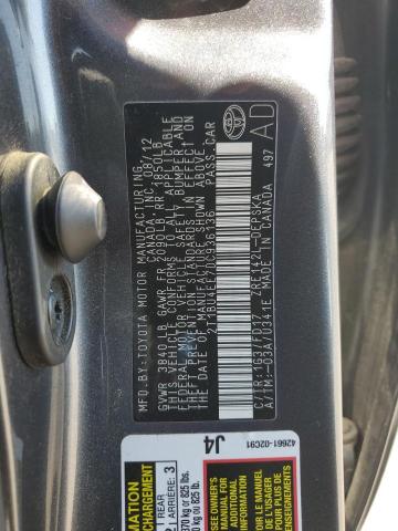 2T1BU4EE7DC936136 - 2013 TOYOTA COROLLA BASE Gri fotoğraf 12