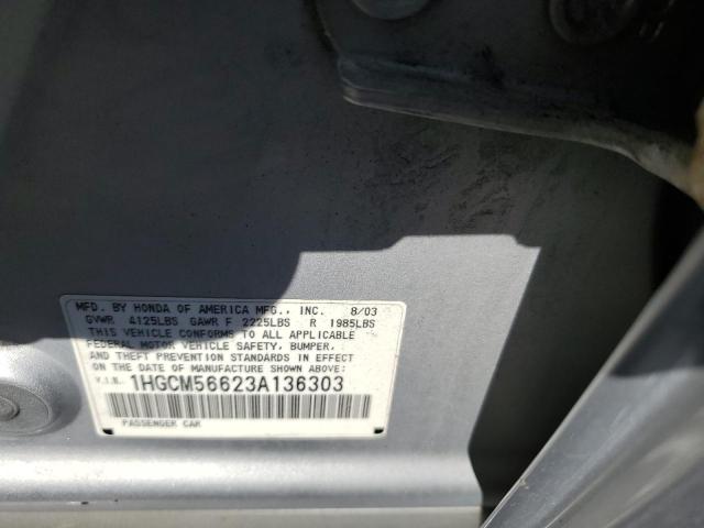 1HGCM56623A136303 - 2003 HONDA ACCORD EX SILVER photo 12