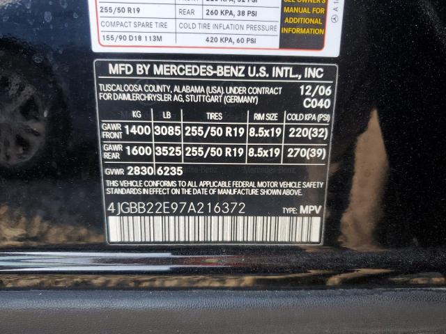 4JGBB22E97A216372 - 2007 MERCEDES-BENZ ML 320 CDI BLACK photo 13