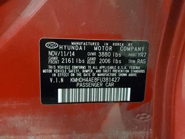 KMHDH4AE8FU381427 - 2015 HYUNDAI ELANTRA SE RED photo 12