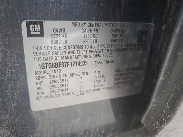 1GTG6BE37F1214935 - 2015 GMC CANYON SLE GRAY photo 12