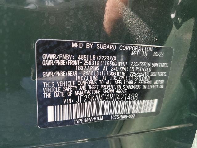 JF2SKAMC4RH421488 - 2024 SUBARU FORESTER TOURING GREEN photo 13