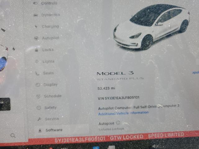 5YJ3E1EA3LF805101 - 2020 TESLA MODEL 3 WHITE photo 9