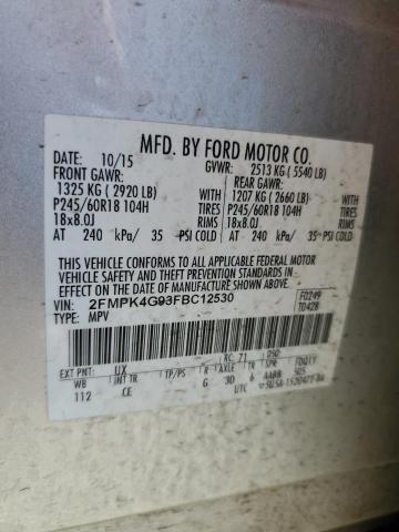 2FMPK4G93FBC12530 - 2015 FORD EDGE SE ვერცხლისფერი ფოტო 13