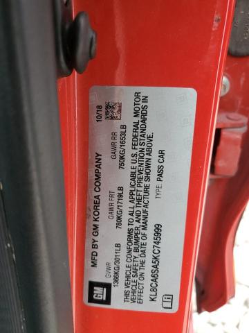 KL8CA6SA5KC745999 - 2019 CHEVROLET SPARK LS RED photo 13