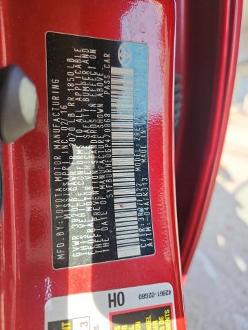 5YFBURHE0GP470868 - 2016 TOYOTA COROLLA L წითელი ფოტო 12