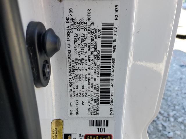 5TENX4CN8AZ715545 - 2010 TOYOTA TACOMA WHITE photo 12