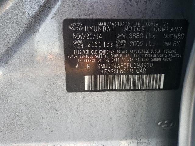 KMHDH4AE5FU393910 - 2015 HYUNDAI ELANTRA SE GRAY photo 12