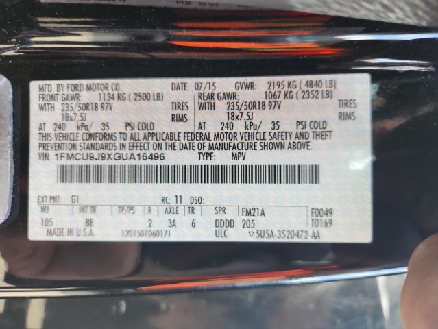 1FMCU9J9XGUA16496 - 2016 FORD ESCAPE TITANIUM BLACK photo 14