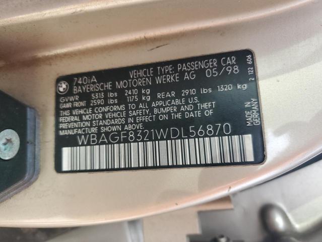 WBAGF8321WDL56870 - 1998 BMW 740 I AUTOMATIC TWO TONE photo 12