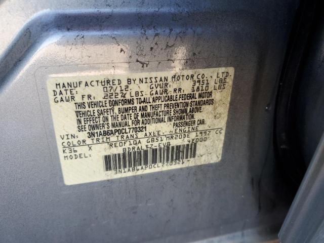 3N1AB6AP0CL770321 - 2012 NISSAN SENTRA 2.0 SILVER photo 12