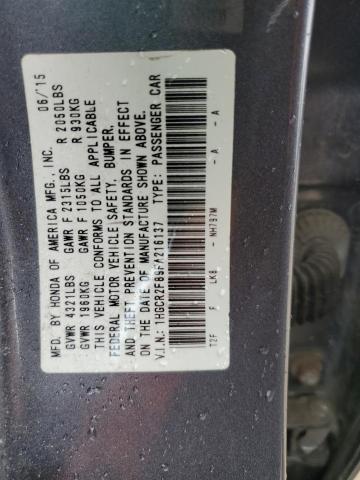 1HGCR2F89FA216137 - 2015 HONDA ACCORD EXL GRAY photo 12