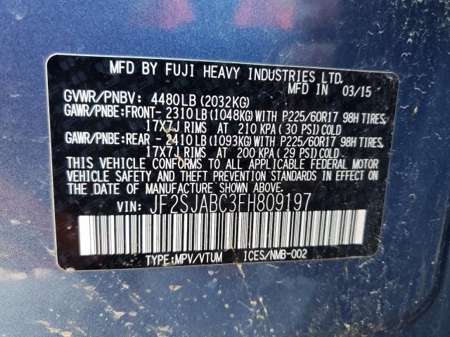 JF2SJABC3FH809197 - 2015 SUBARU FORESTER 2.5I BLUE photo 12