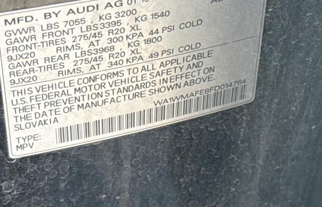 WA1WMAFE8FD014764 - 2015 AUDI Q7 TDI PRESTIGE BLACK photo 10