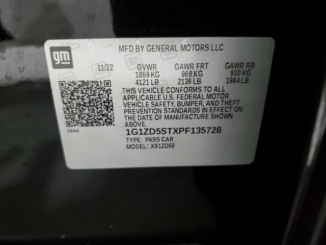 1G1ZD5STXPF135728 - 2023 CHEVROLET MALIBU LT BLACK photo 12