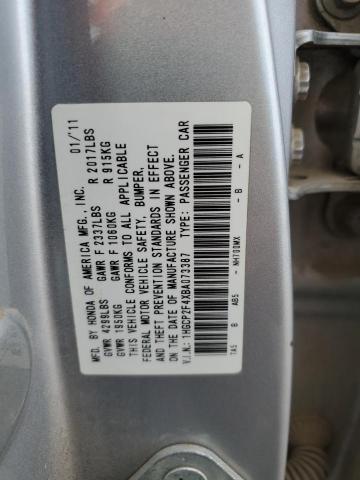 1HGCP2F4XBA073387 - 2011 HONDA ACCORD LXP SILVER photo 12