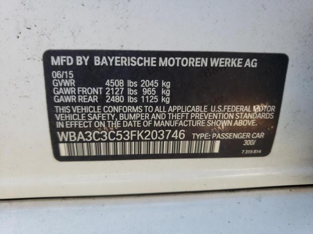 WBA3C3C53FK203746 - 2015 BMW 320 I XDRIVE WHITE photo 12