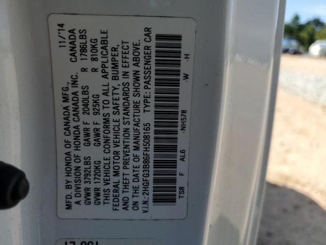 2HGFG3B86FH508165 - 2015 HONDA CIVIC EX WHITE photo 13