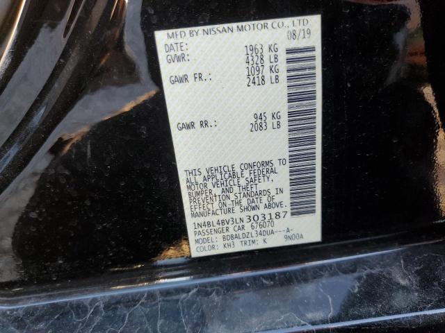 1N4BL4BV3LN303187 - 2020 NISSAN ALTIMA S BLACK photo 12