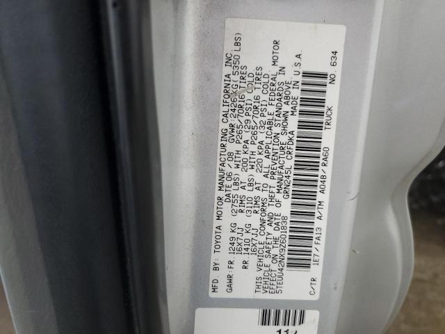 5TEUU42NX9Z601838 - 2009 TOYOTA TACOMA ACCESS CAB ვერცხლისფერი ფოტო 12