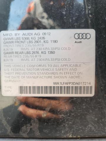 WA1LFAFP3DA017214 - 2013 AUDI Q5 PREMIUM PLUS BLACK photo 13