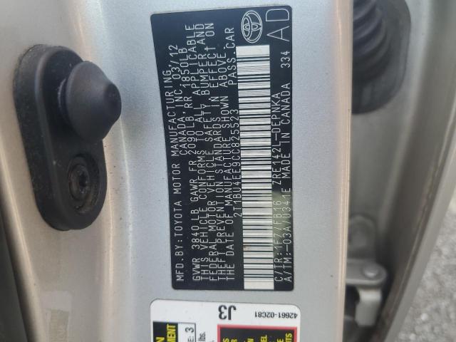 2T1BU4EE9CC825523 - 2012 TOYOTA COROLLA BASE 银色 照片 12