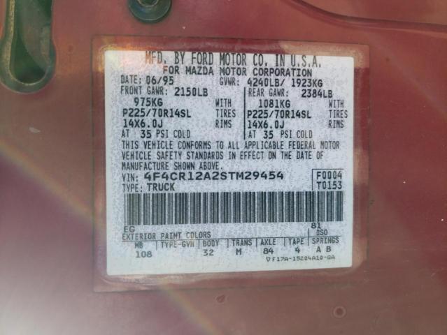 4F4CR12A2STM29454 - 1995 MAZDA B2300 RED photo 12