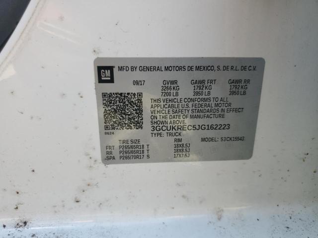 3GCUKREC5JG162223 - 2018 CHEVROLET SILVERADO K1500 LT 白色 照片 12