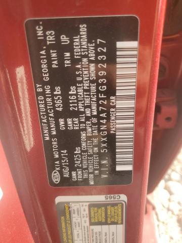 5XXGN4A72FG392327 - 2015 KIA OPTIMA EX RED photo 12