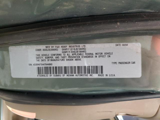 4S3BH675447644863 - 2004 SUBARU LEGACY OUTBACK AWP 绿色 照片 13