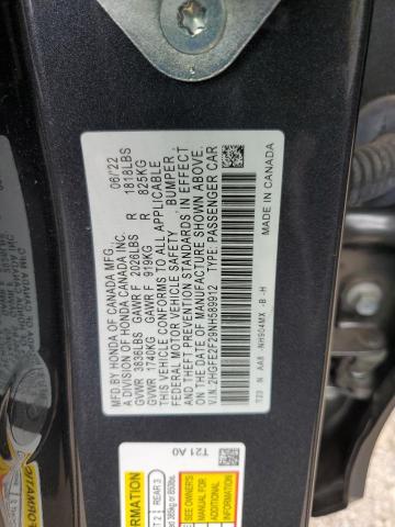 2HGFE2F29NH589912 - 2022 HONDA CIVIC LX GRAY photo 12