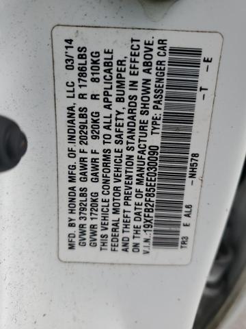 19XFB2F85EE030090 - 2014 HONDA CIVIC EX WHITE photo 12
