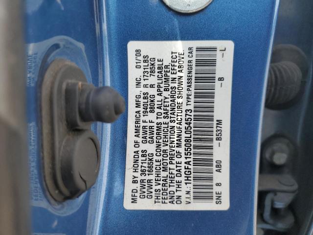 1HGFA15508L054573 - 2008 HONDA CIVIC LX BLUE photo 13