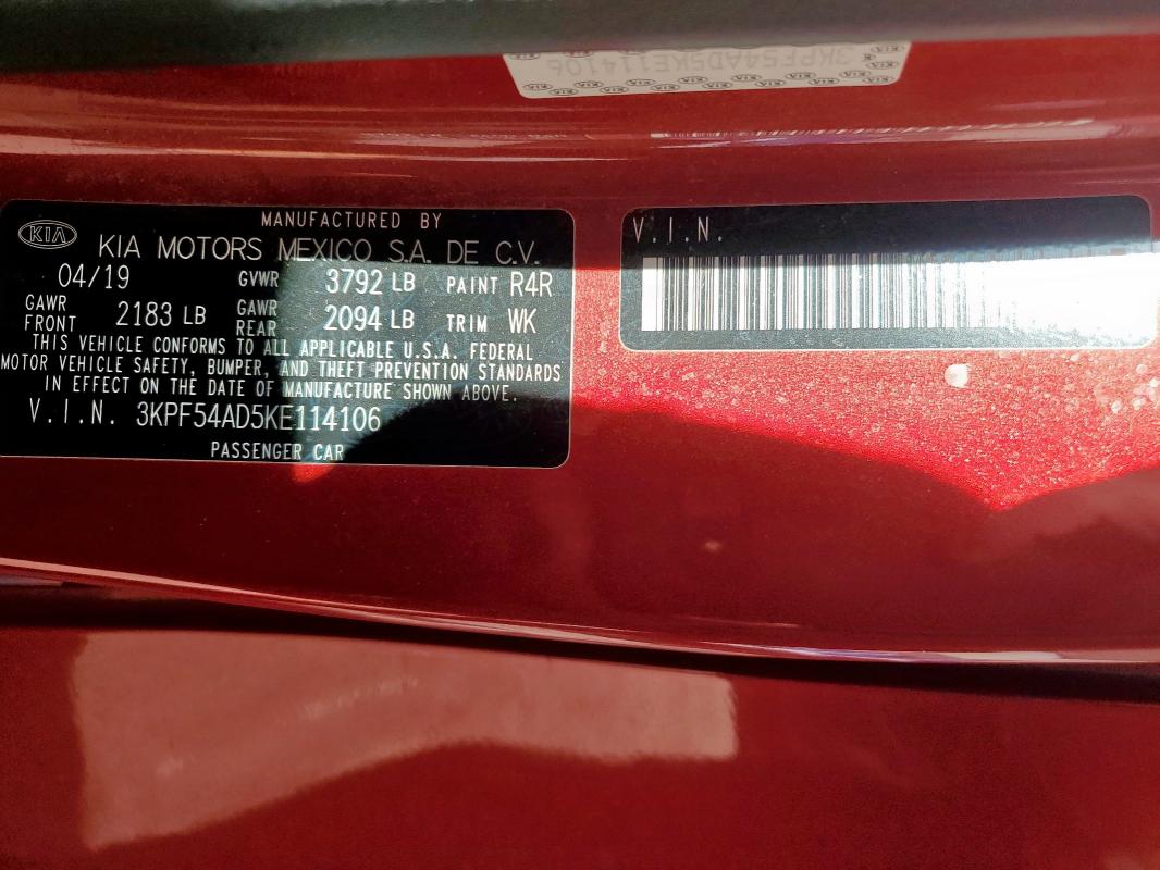 3KPF54AD5KE114106 - 2019 KIA FORTE EX Qırmızı foto 12