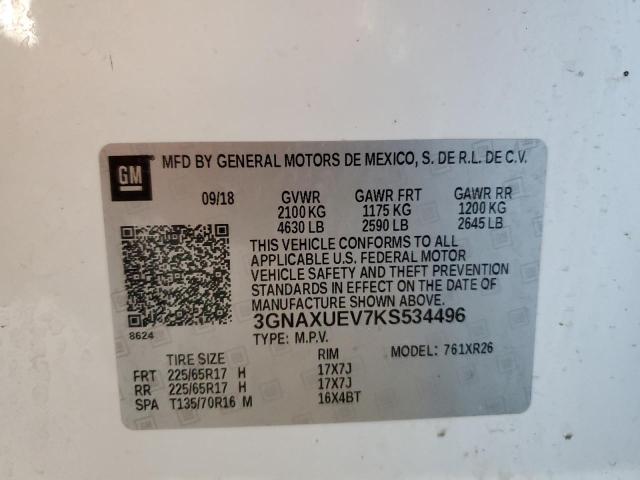 3GNAXUEV7KS534496 - 2019 CHEVROLET EQUINOX LT Weiß Foto 14