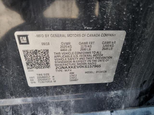 2GNAXKEV0K6157965 - 2019 CHEVROLET EQUINOX LT BLACK photo 13