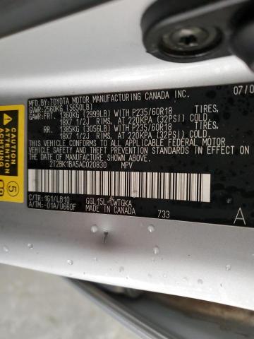 2T2BK1BA5AC020830 - 2010 LEXUS RX 350 SILVER photo 13