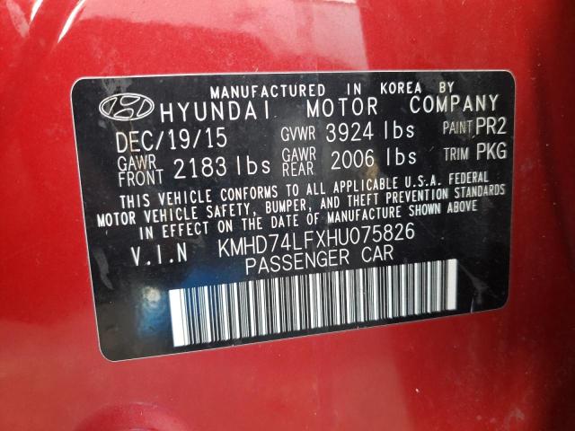 KMHD74LFXHU075826 - 2017 HYUNDAI ELANTRA SE RED photo 12