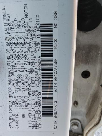 3TMJU62N09M088790 - 2009 TOYOTA TACOMA DOUBLE CAB PRERUNNER WHITE photo 12