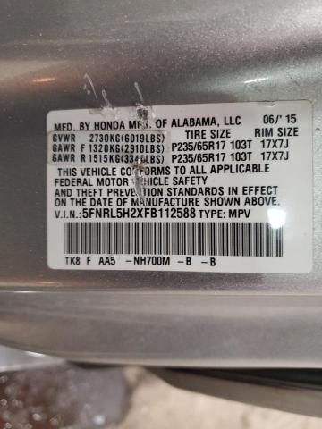 5FNRL5H2XFB112588 - 2015 HONDA ODYSSEY LX SILVER photo 13