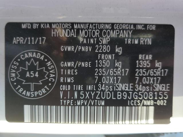 5XYZUDLB9JG508155 - 2018 HYUNDAI SANTA FE SPORT თეთრი ფოტო 13