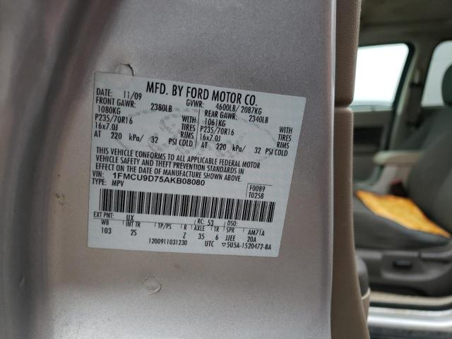 1FMCU9D75AKB08080 - 2010 FORD ESCAPE XLT GRAY photo 12