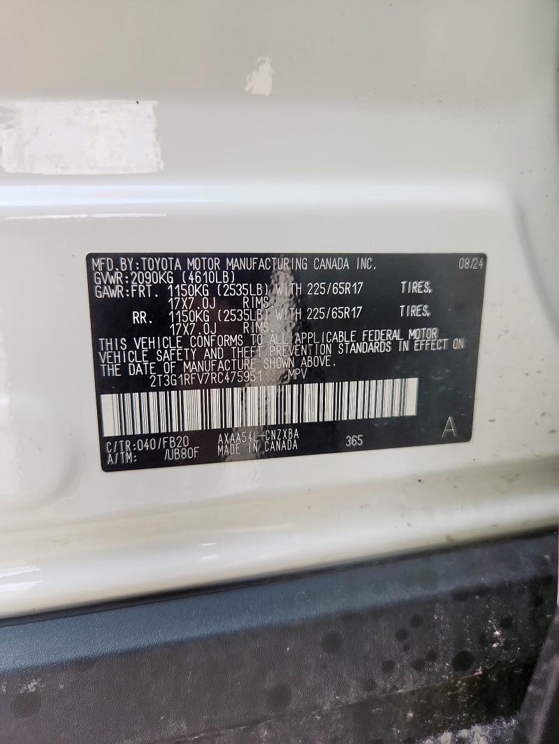 2T3G1RFV7RC475951 - 2024 TOYOTA RAV4 LE თეთრი ფოტო 13