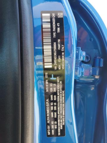 ZARFAECNXJ7598804 - 2018 ALFA ROMEO GIULIA TI BLUE photo 13