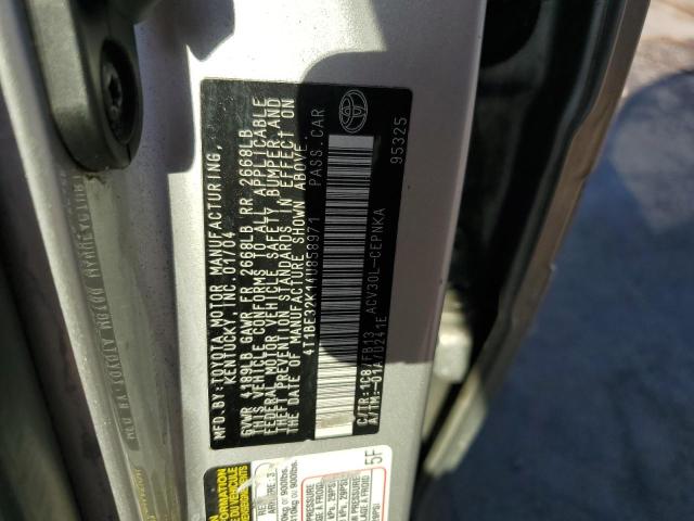 4T1BE32K14U858971 - 2004 TOYOTA CAMRY LE BEIGE photo 12